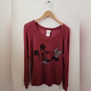 Disney Parks Women's Mickey Mouse‎ Minnie Mouse Long Sleeve Shirt Burgundy Small